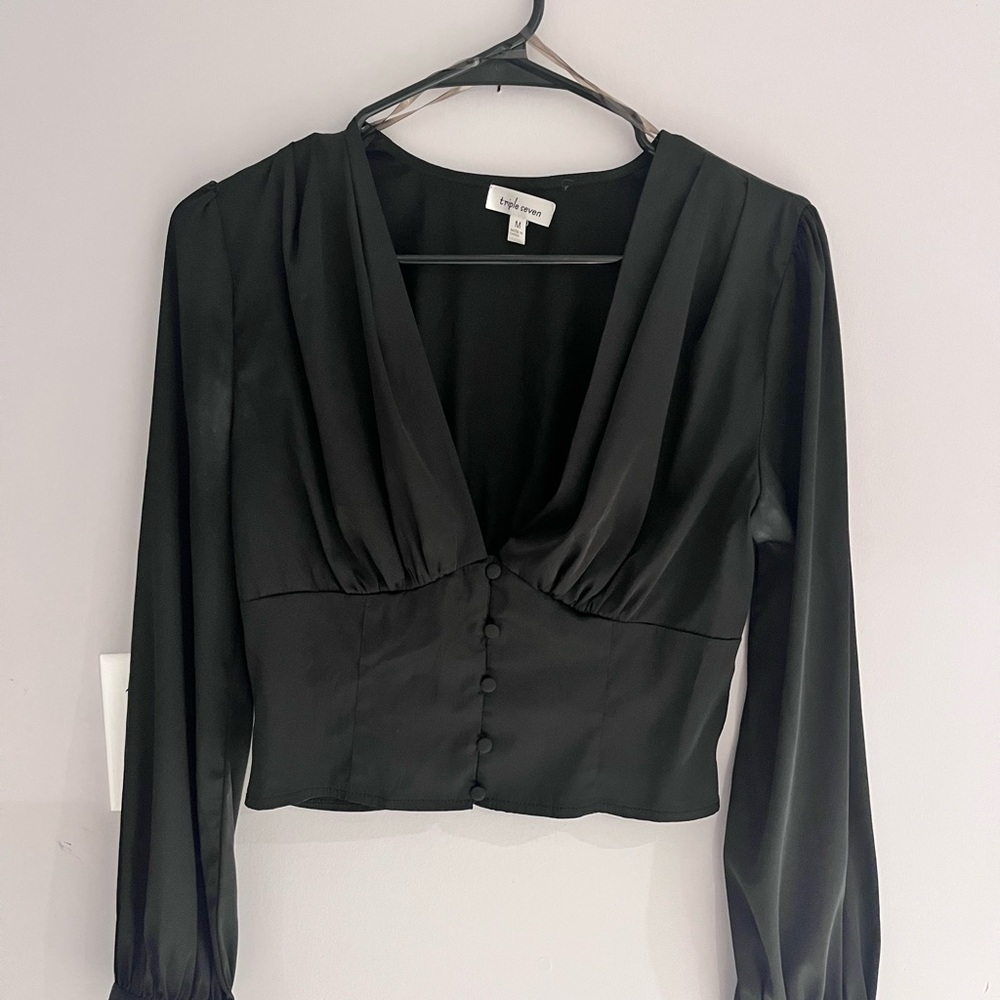 Satin Black Top by Astr